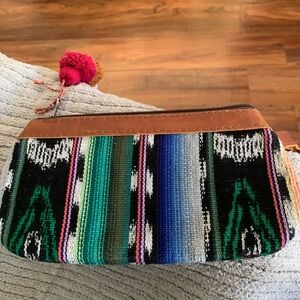 Nena & Co. Multicolor Striped Clutch with Leather Trim